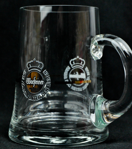 Warsteiner Bier Glas / Gläser, Bierkrug, Henkel Glas Mittelgoldstrich 0,3l