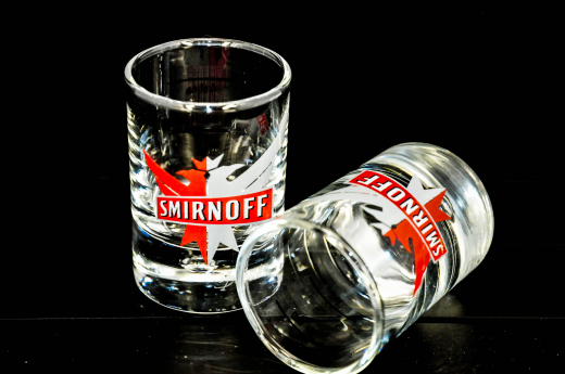 Smirnoff Vodka Glas / Gläser, Shotglas, Stamper  Eagle 2cl/4cl Eichmarke