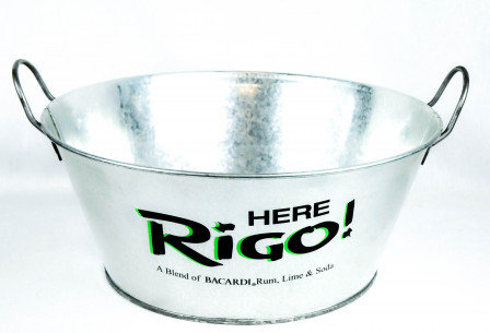 Bacardi Rigo Rum Eiswürfelbehälter, Eiswürfelschale, Flaschenkühler, vernickelt