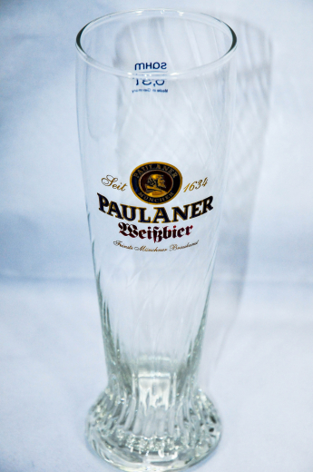 Paulaner Glas, Gläser, Relief Bierglas / Biergläser, Hefeweizenglas 0,3L, gold