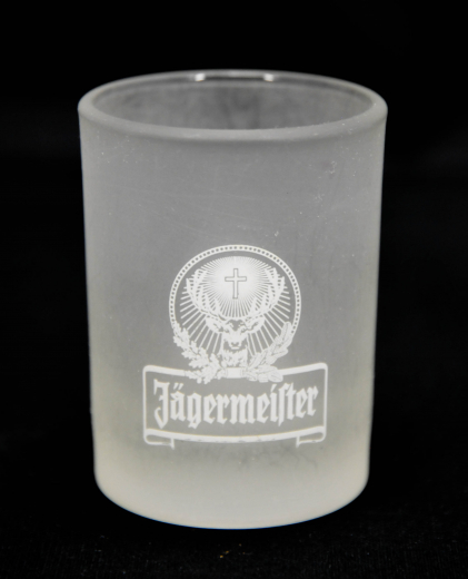 Jägermeister Glas / Gläser, Shotglas, Schnapsglas, Sahm, 2 cl, weißes Emblem, satiniert