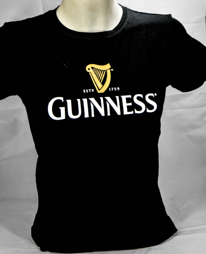 Guinness Beer Brauerei, Damen T-Shirt, schwarz, Glassymbol Gr. L