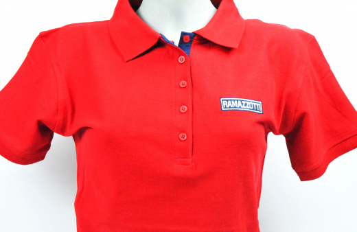 Ramazzotti Likör, Polo Shirt Girly, 5 Knöpfe, rot, Gr. L mit Logo