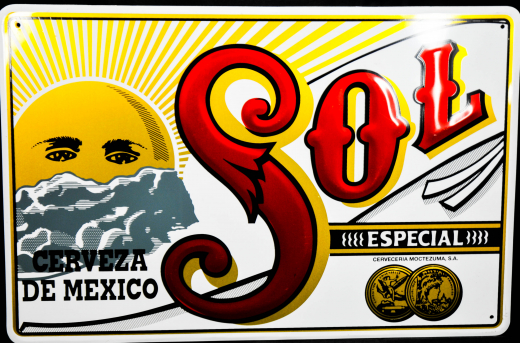 Sol Bier Espana, Werbeblechschild, Blechschild, Cerveza