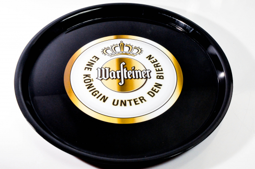 Warsteiner Bier, Serviertablett, Rundtablett, schwarz gummiert, 36 cm
