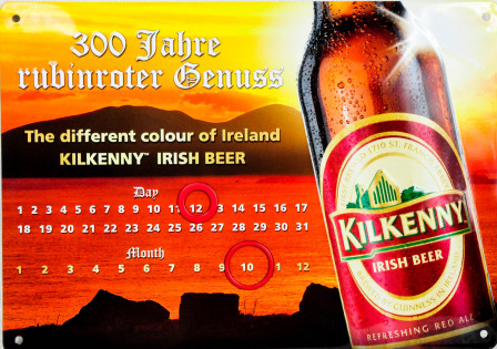 Kilkenny Bier Brauerei, Blechschild, Werbeschild, Reklameschild, Ewiger Kalender