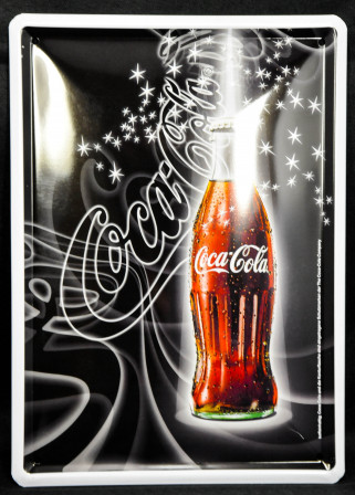 Coca Cola, 3D Werbeblechschild, Blechschild, Flasche Stern