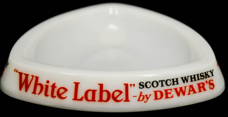 Dewars Scotch Whisky, White Label, Glas Aschenbecher, weiß