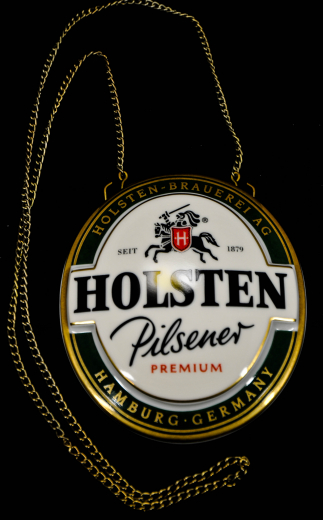 Holsten Pilsener Premium Bier Brauerei, Keramik Zapfhahnschild, Tresenschild