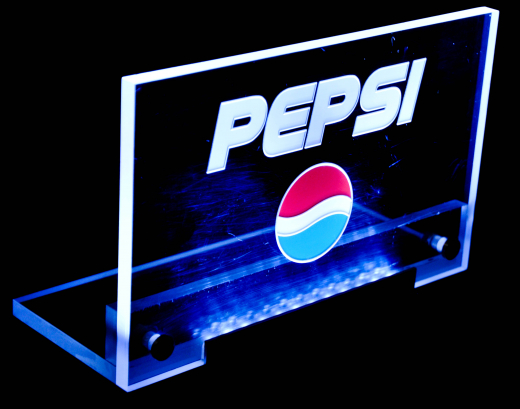 Pepsi Cola, LED Acryl Werbeschild, Leuchtreklame, Reklame, Sockel transparent