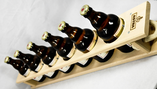 Astra Bier, Meter - Echtholz Brett für 6 Flaschen / Knollen - Träger