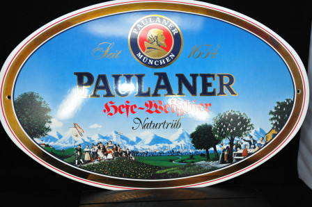 Paulaner Bier, Emaileschild, Werbeschild, Naturtrüb, München, FC Bayern