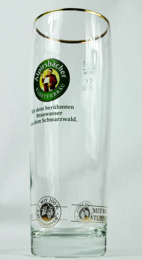 Alpirsbacher Klosterbräu Bier, Bierglas mit Goldrand 0,5l Naturhopfen