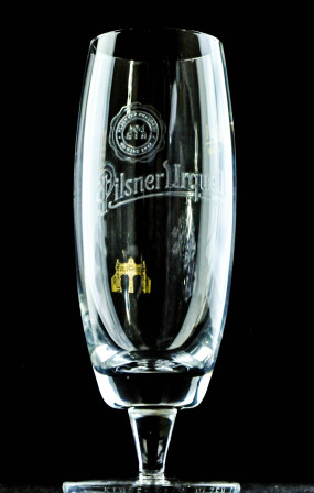 Pilsener Urquell Glas / Gläser Pokal 0,4l Relief Bierglas mit Fußprägung