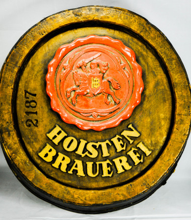 Holsten Pilsener Bier Brauerei, Fassboden Schild aus Kunsstoff