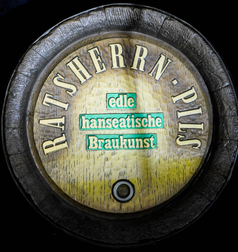 Ratsherrn Bier Brauerei, Fassboden Schild, Werbeschild aus Kunststoff