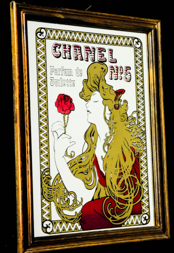 Chanel No.5, Werbespiegel in Echtholzrahmen braun Chanel No.5