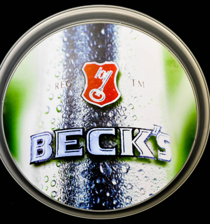 Becks Bier, Tablett, Serviertablett, Rundtablett, gummiert, Branding außen, 36cm