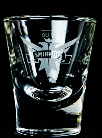 Smirnoff Vodka, Shotglas, Stamper, Kurzglas, weiß satiniert,Eagle