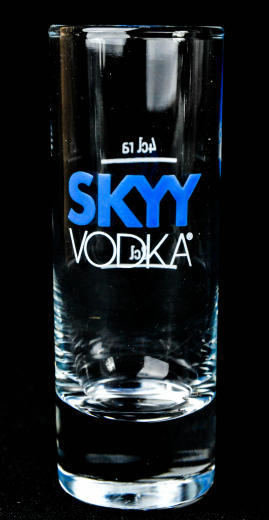 Skyy Vodka, Shotglas, Stamper 2cl, 4cl thermoaktives Farbspiel, kalt-blau