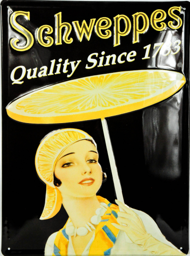 Schweppes Lemon, Blechschild, Werbeblechschild, gewöllbt Quality Since 1783