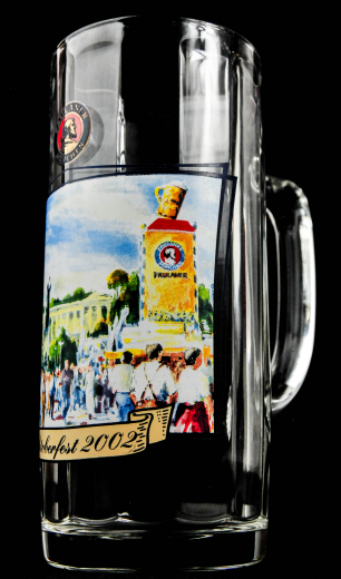Paulaner wheat beer Munich, glass / glasses Oktoberfest 2002, jug 0.5l, beer tankard