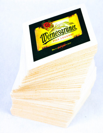 Wernesgrüner Pilsener, 100 x Bierdeckel Wernesgrüner Pils Legende