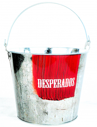 Desperados, Eiswürfeleimer, Flaschenkühler, verzinkt, rotes Logo, Vintage Style