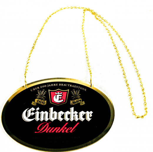 Einbecker Dunkel Bier, Zapfhahnschild aus Kunststoff, schwarze Ausführung