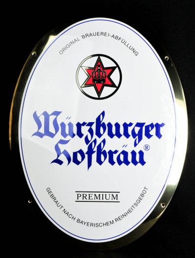 Würzburger Hofbräu, Premium, Blechschild, gewölbt, weiss
