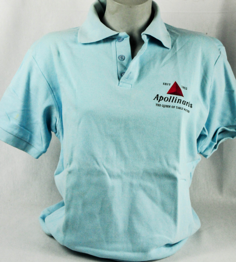 Apollinaris Wasser, Polo Shirt, hellblau, bedruckt, Gr. S