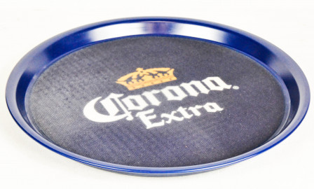 Corona Bier, Tablett, Serviertablett, Kellnertablett, blau, runde Ausführung