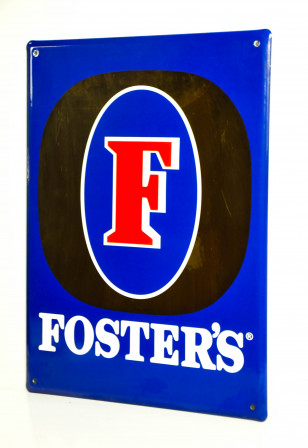 Fosters Bier, Emaile Werbeschild / Reklameschild / Werbeschild Fosters