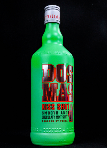 Dos Mas Likör, Dekoflasche, 0,7l, Schauflasche Echtglas, grüne Ausführung