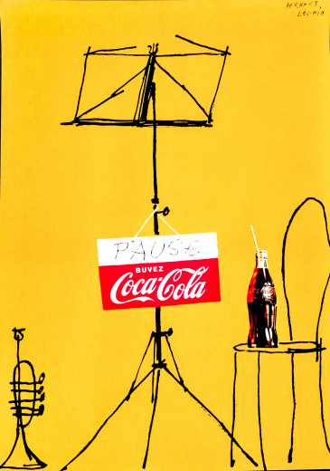 Coca Cola, Original Vertikal Poster, Plakat Pause Buvez Coca Cola, Herbert Leupin