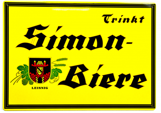 Simon Biere Werbeschild, Blechschild Leising VEB Brauerei, Kneipe, Bar