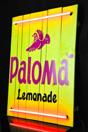 Paloma Lemonade, Echtholz Echt Neon Leuchtreklame Leuchtwerbung Dimmbar sehr rar!