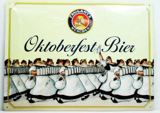 Paulaner Weissbier, 3 D Blechschild, Werbeschild Oktobefest Bier