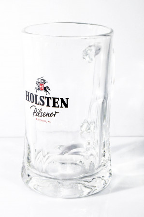 Holsten Pilsener, Glas / Gläser Premium Seidel, Krug, Silber schwarze Ausf. Hamburg 0,4l