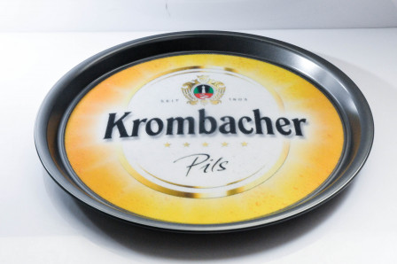 Krombacher Bier, Serviertablett Tablett Kellnertablett Rundtablett rund Antirutsch