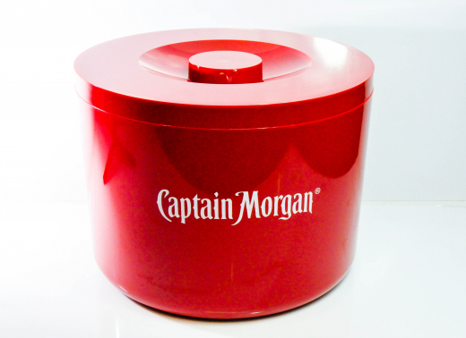 Captain Morgan Rum, 10l Eiswürfelbehälter, Flaschenkühler, rote Ausführung 3teilig