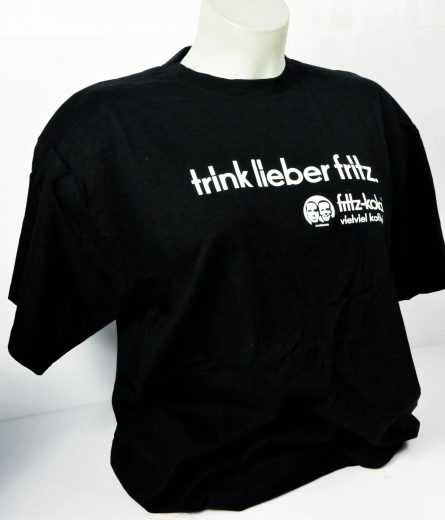 Fritz Cola, T-Shirt, Werbeshirt Trink lieber.. Logo vorne schwarz L