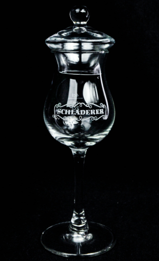 Schladerer Kirschwasser, Likörglas, Glas, Gläser, Tasting Nose, gr. Ausf. Deckel