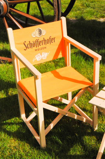 Schöfferhofer Bier, 3teilige mobile Balkon Echt Buchenholz Sitzgruppe, Terassenmöbel