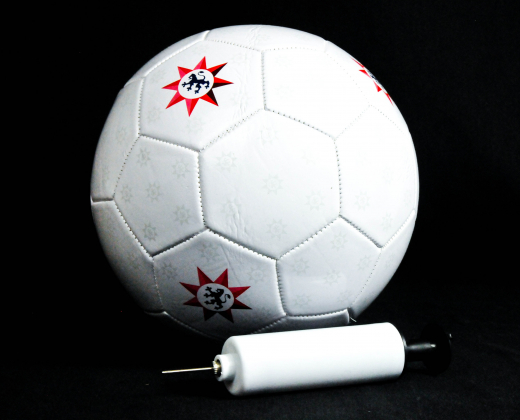 Gerolsteiner Wasser, Fußball mit Ballpumpe, Luftpumpe, weiße Ausführung, Gr.5