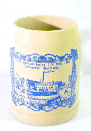 Bierkrug, Tonkrug 0,5l 3.IVV Volkswanderung 1984, Turnverein Marktsteft