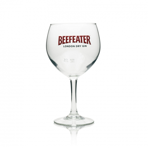 Beefeater Gin, Ballonglas, Gin Tonic Glas, London Dry Gin rotes Label