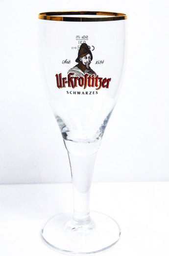 Ur-Krostitzer Schwarzbier, Bierglas, Pokalglas 0,3l, Goldrand