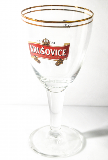 Krusovice Bier, Bierglas, Pokalglas mit doppelten Goldrand - 0,3