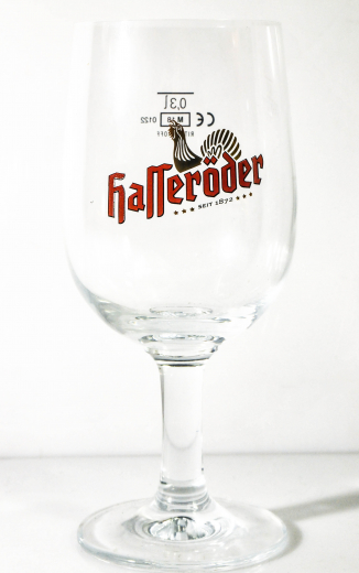 Hasseröder Glas / Gläser, Bierglas Ritzenhoff Tulpe, Rote Aufschrift 0,3l